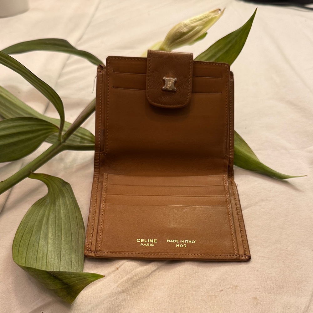 Celine Triomphe Monogram Compact Bifold Wallet in Tan/Brown - Picture 3 of 9